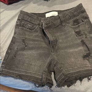 Women's Distressed Black Denim Shorts